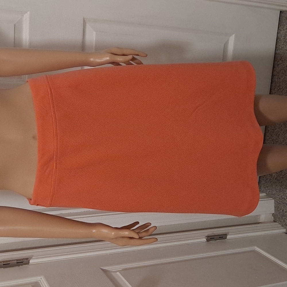 Ann Taylor Wool Mid-Length Lined Peach Business Skirt with Back Slit & Side Zip